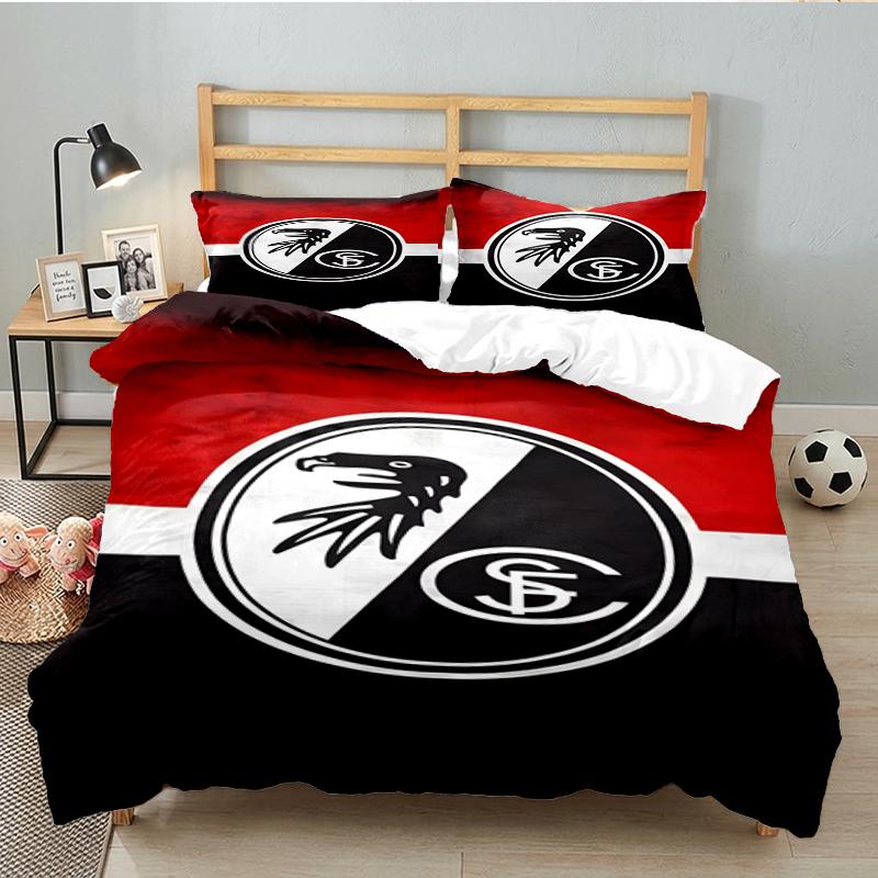 3PCS Eagle Symbol Frei-burg Football Bedding set,Ideal for1pc Duvet Cover And 2pcs Pillowcases Perfect for Christmas gift,Ideal for Bedroom,Dormitory