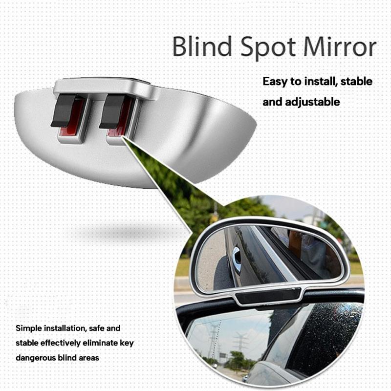 Car Blind Spot Reversing Parking Auxiliary Mirror Waterproof High Defination Glass Convex Rearview Wide Angle Adjustable