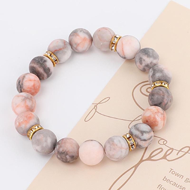 8mm Pink Zebra Stone Bead Bracelet with Gift Card: Perfect Holiday Friendship & Love Gift for Men & Women