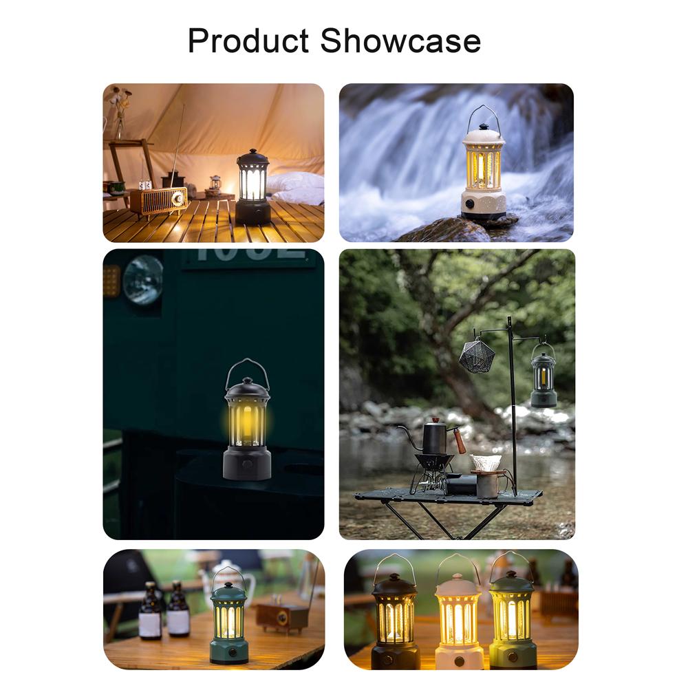 Rechargeable Cordless Camping Lamp Stepless Dimming Outdoor Retro Tent Light Home Atmospheres