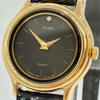 Used New Battery workingALBA Quartz Watch Gold Black Dial