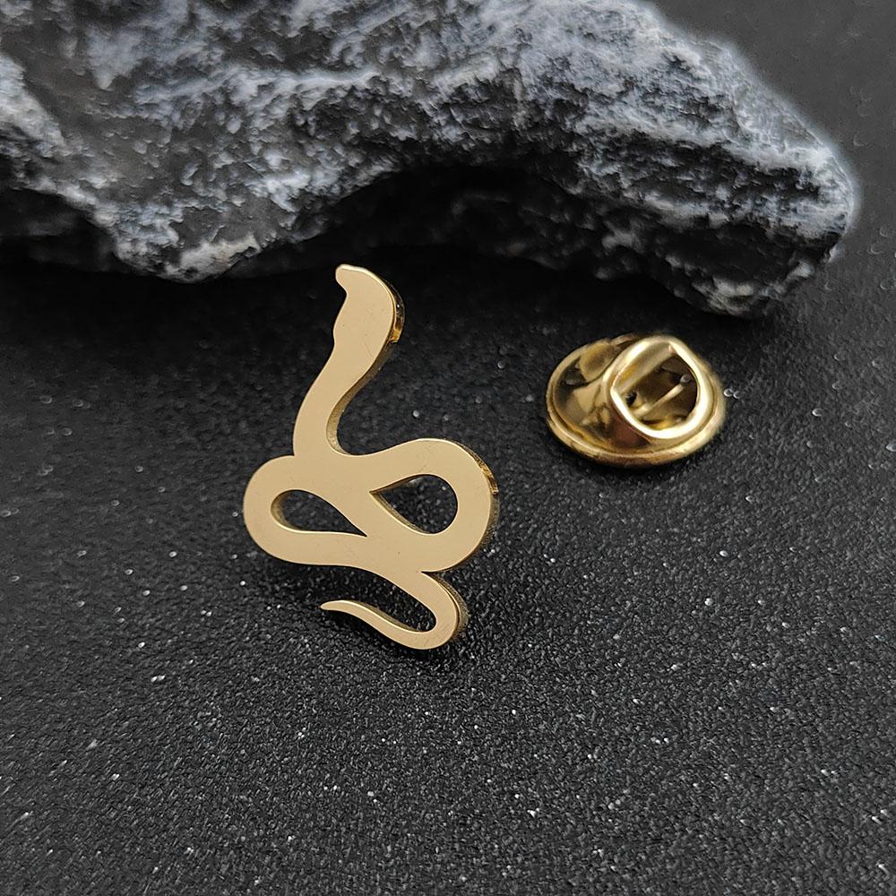 Symbol Culture Stainless Steel Brooch, Ancient Mythological Serpent Symbol Badge, Jewelry for Health and Guardianship.