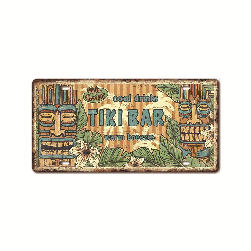 Vintage Tin Art with 1530 License Plate Design: Ideal for American - style Background Wall Decor