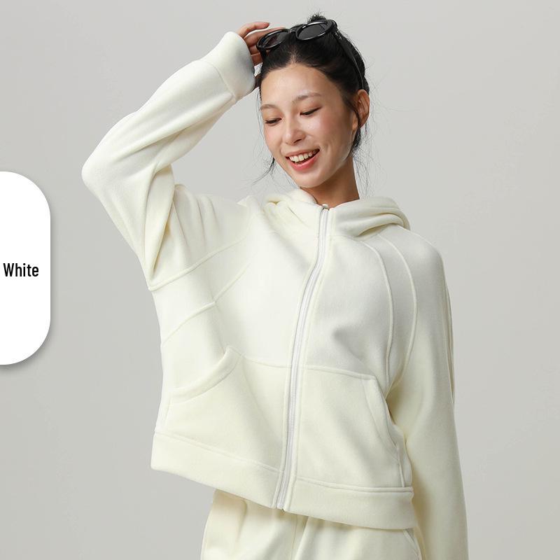 

Women s Thick Fleece Yoga Top with 3D Design, Large Pockets, Hood, and Leg-Lengthening Effect – Ideal for Autumn and Winter. S