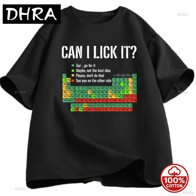 ¿Puedo Lamerlo Camiseta de la Tabla Periódica Unisex Camiseta Unisex de la Tabla Periódica Casual Camiseta para Profesor de Química Cuello Redondo Manga Corta Suave