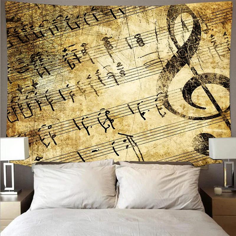 Nordic Musical Note Tapestry Colorful Background Cloth Art Home Bedroom Decor Hanging Cloth Digital Printing Mural Tapestries