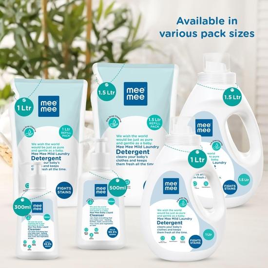 Mee Mee Baby Liquid Detergent 1 L | Ph Balanced, Free from Harsh Chemicals, Safe for Mother's Hands  | Anti-Bacterial, Removes Stains