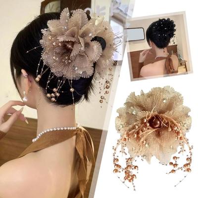 Bead Fringe Hairpin Lady Style Big Headgear New Hair Clip Shark 2024 Women Shower R5B7