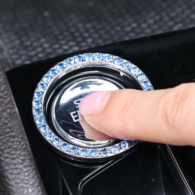 Křišťálová dekorace zapalovacího kroužku do interiéru auta - Samolepka s diamantovým kruhem pro start jedním tlačítkem