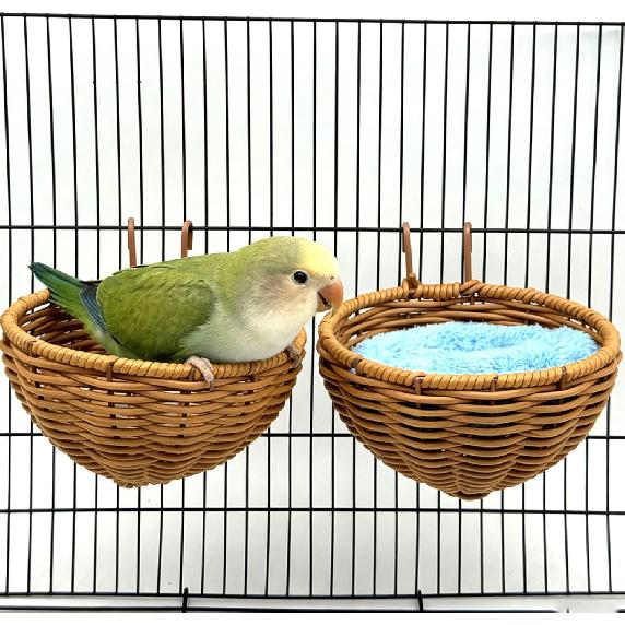 Rattan Bird Nest For Cage,Hanging Parrot Breeding Nesting House Washable Soft Lay Warm Sleep Hut Bird Cage Accessories For Cockatiels Budgerigars
