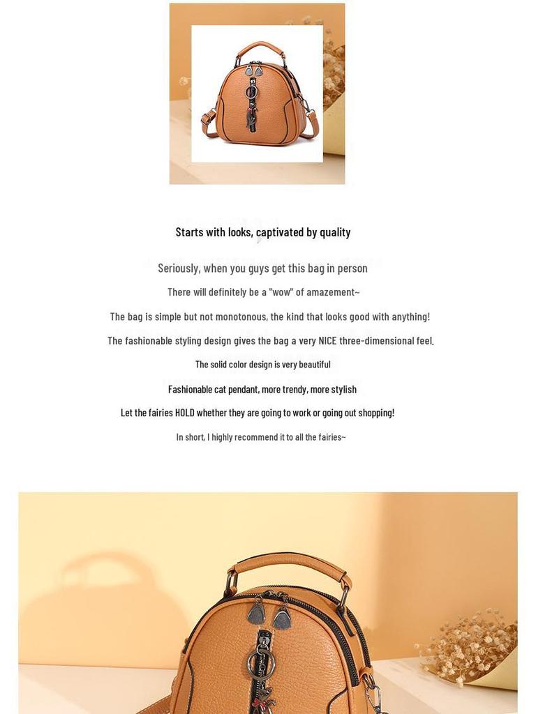 2024 Fashion Women's Small Round Crossbody Bag with Cute Pendant