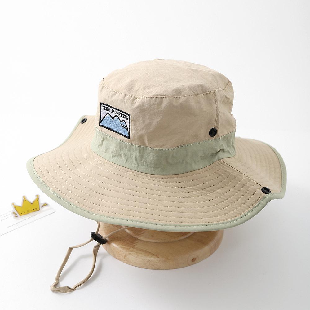 Big Brim Drawstring Children Bucket Hats New Boy Girl Patchwork Quick-dry Cap Panama Sunhat Hiking Fishing Hat Fisherman Caps