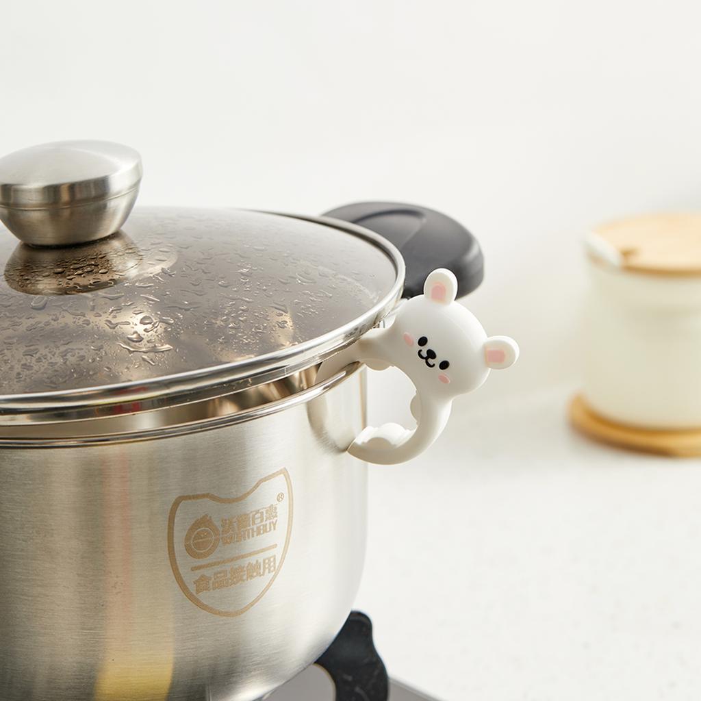 Topfseitenclips Verbrühschutz Löffelhalter Multifunktionaler Spatelhalter Hitzebeständiger Schaufel-Fixierclip Küchenhelfer