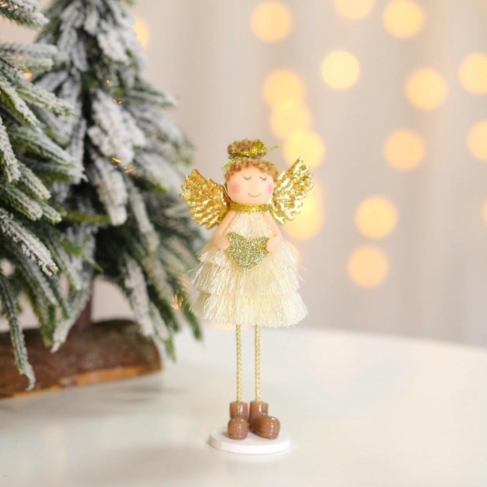 New Christmas Decor Angel Girl Figurine Standing Cute Fairy Elf Figurine Desktop Ornament Creative Angel Doll Thoughtful Gift