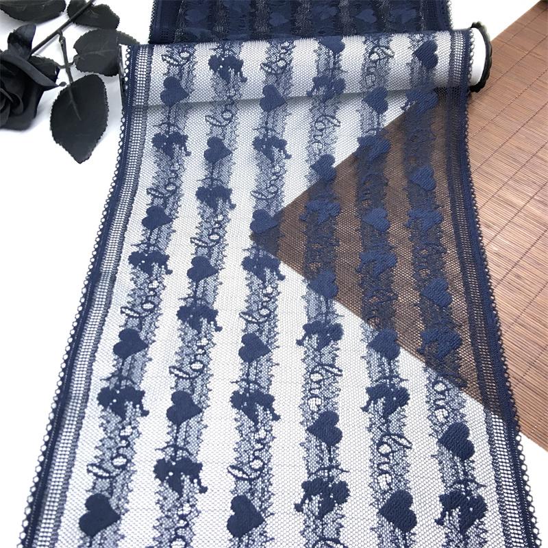 23cm Wide Dark Blue Elastic Lace, Stretch Mesh Lace Fabric for Lingerie, Bra, Underwear, Garment, Sewing & Crafting