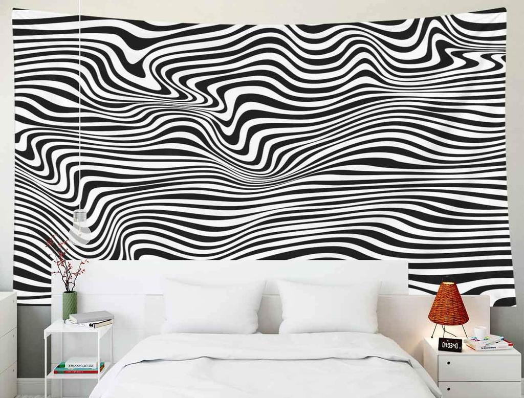 Black White Relief Tunnel Optical Illusion Tapestry 60X50Inches Wall Art Tapestries Hanging For Dorm Room Living Home Decorative