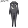 BITCED Women's Spring/Autumn/Winter Sweatshirt Set Foam-Printed Fashion Sports Long-Sleeved Hooded Sweatshirt