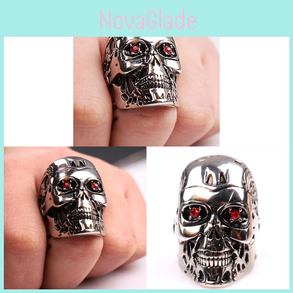 Terminator Skull Ring With Electroplated Alloy For Halloween Costume And Unisex Fashion
