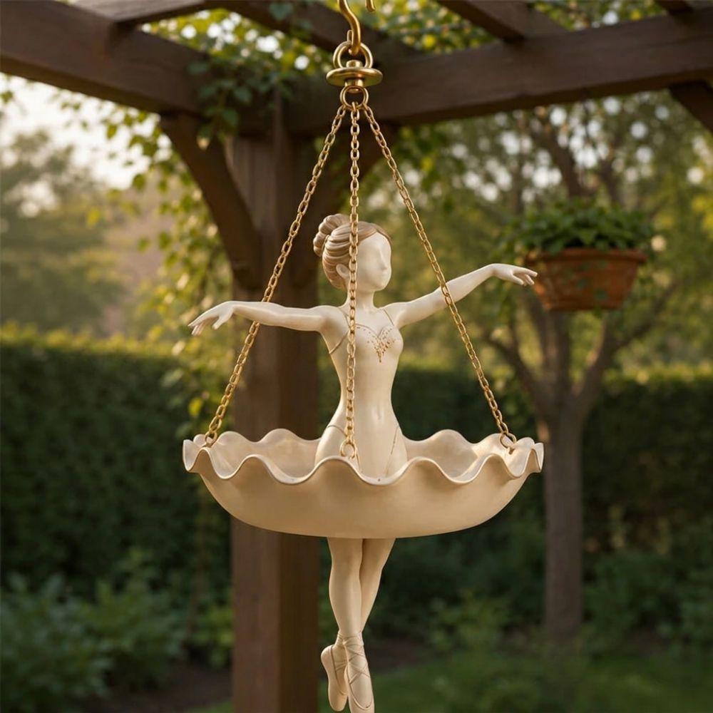 Elegante Ballerina Figur Fee Blumentopf Skurrile Mädchen Hängepflanzenkorb Außenbereich Garten