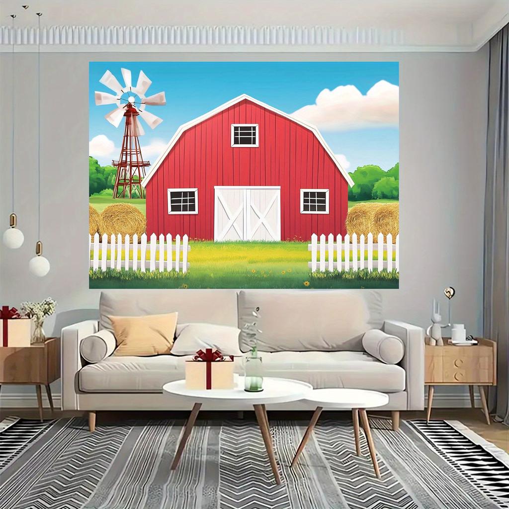 1pc rural farmhouse barn door background polyester farm party supplies festival themes theme event banners
