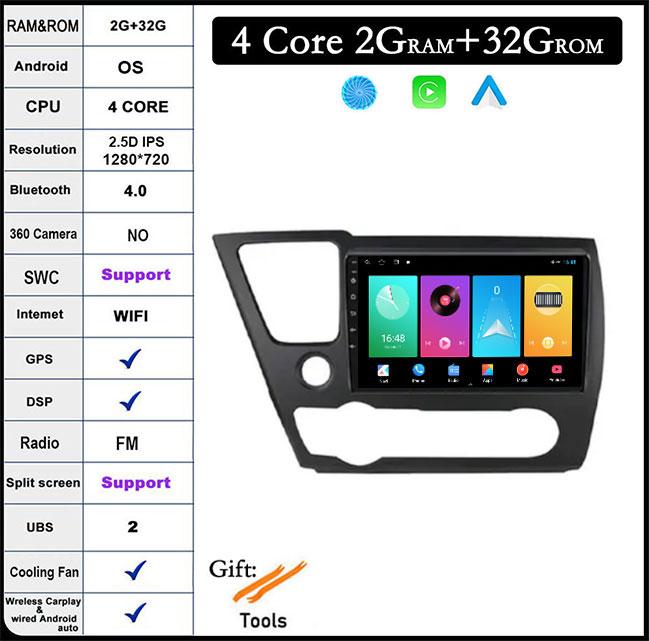 

Для Honda Civic 9 2013-2016 DSP Android 14 Автомобильный Радио Мультимедиа Видео Плеер Навигация Стерео GPS Монитор