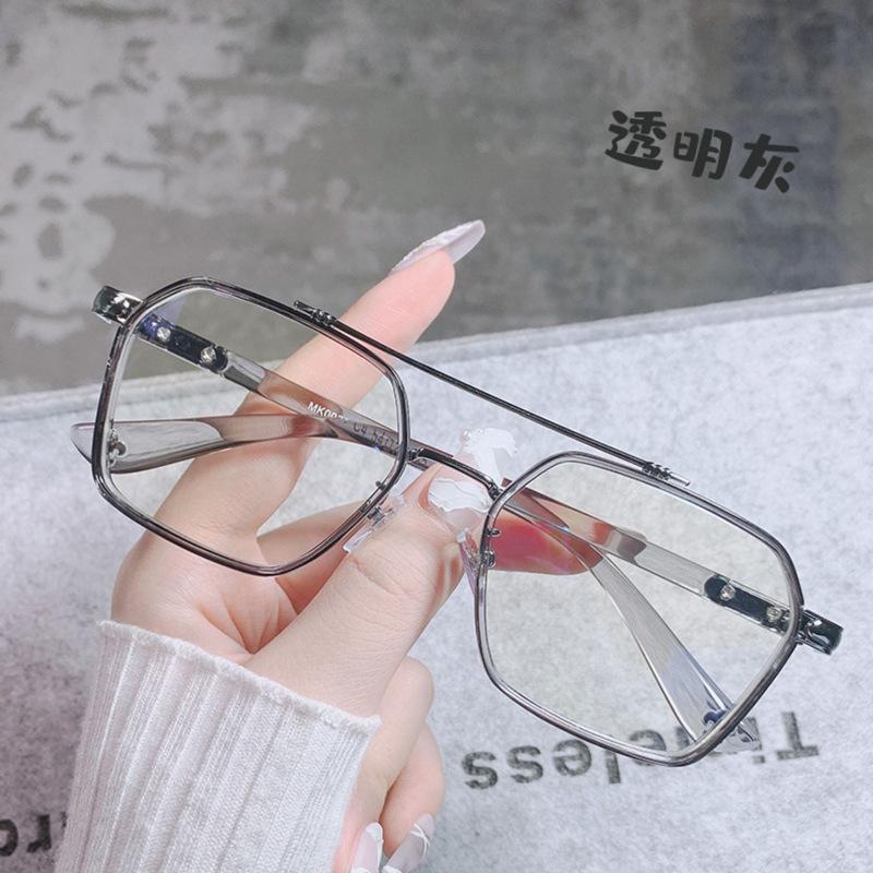 William Chan Anti-Blue Light Retro Large Frame Glasses with Double Bridge, Fashionable Myopia-Ready.