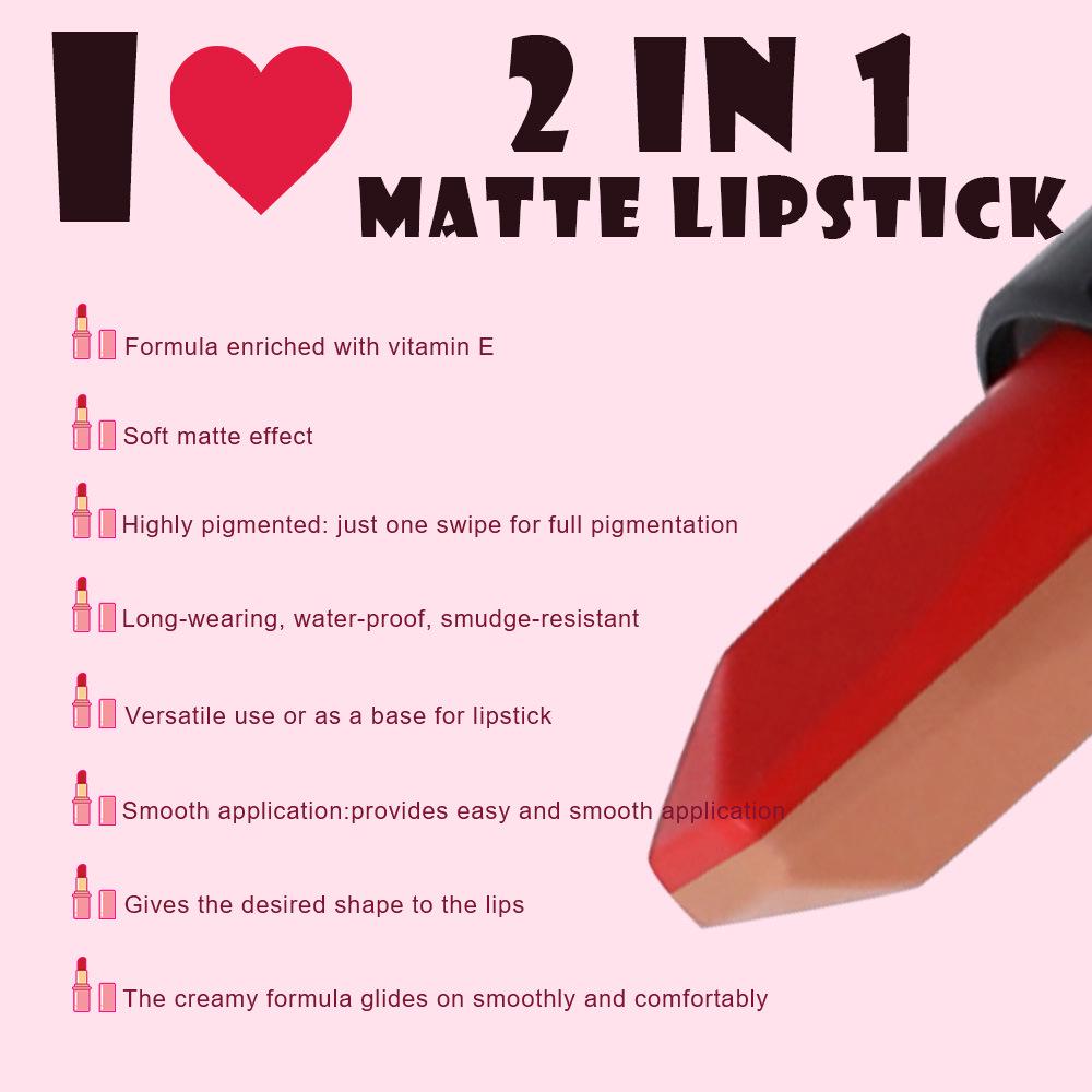 Personalized Waterproof Matte Lipstick Duo - Long-Lasting, Color-Locking, No Logo