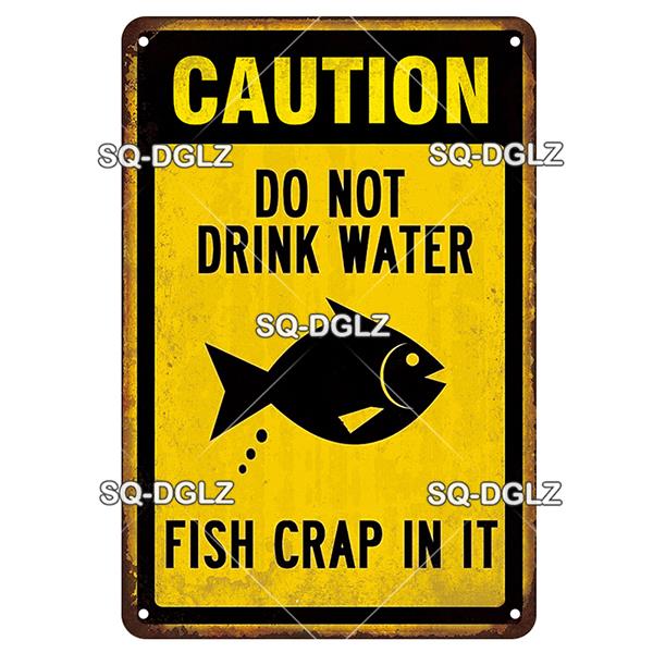 SQ-DGLZ Vintage Metallskylt Varning Haj Poolregler Tennskylt Havsbutiksskylt Hembar Väggdekor Klistermärke Dekorationsplatta Affisch