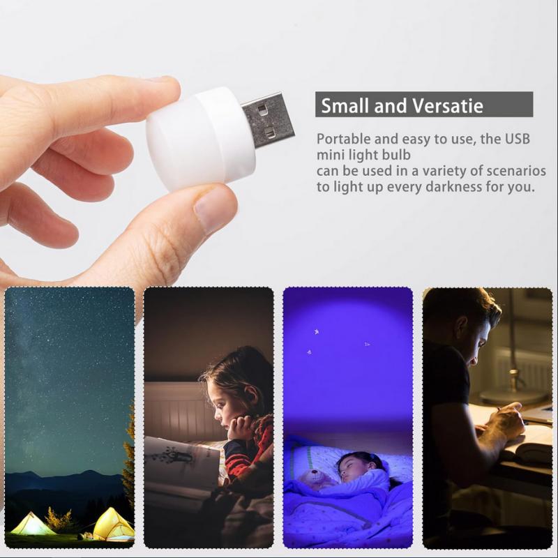 USB Night Light Mini LED Night Light USB Plug Lamp Power Bank Charging USB Book Lights Small Round Reading