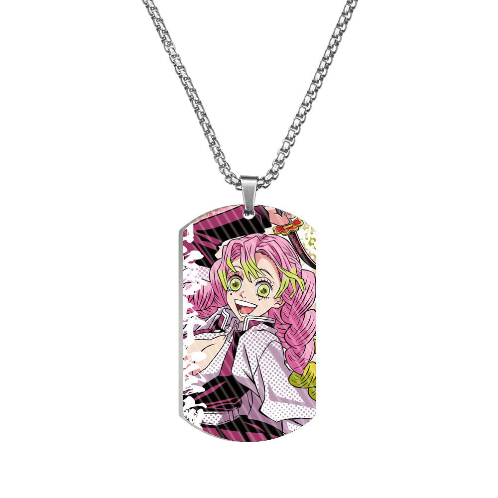 Demon Slayer Kimetsu No Yaiba Tanjiro Nezuko Stainless Steel Color Printed Dog Tag Necklace Anime Cosplay Accessory Gift For