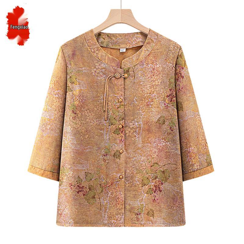 

New Chinese Style Summer Shirt Set for Elderly Women 3XL
