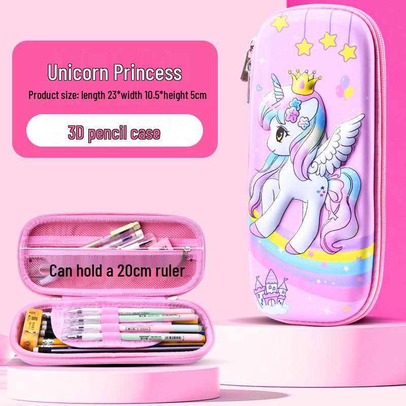 3D Cartoon Multifunctional Leather Pencil Case for Grades 1, 2, & 6 - Large Capacity for Boys & Girls