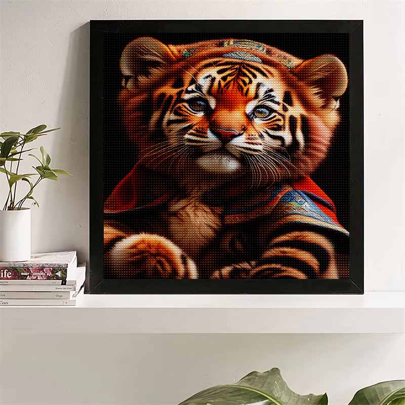 

New Arrival 5D DIY Full Circle Diamond Painting Cartoon Tiger Embroidery Cross Stitch Home Decor Gift 20x20cm