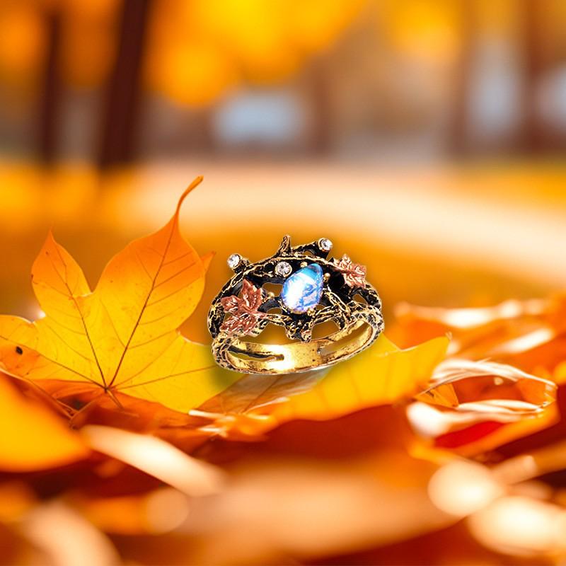 High-End Retro Gold Maple Leaf Branch Ring - European & American Style стиль 1
