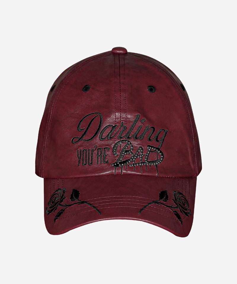 DARLING, YOU'RE BAD Dyb Leather Ball Cap #Wine
