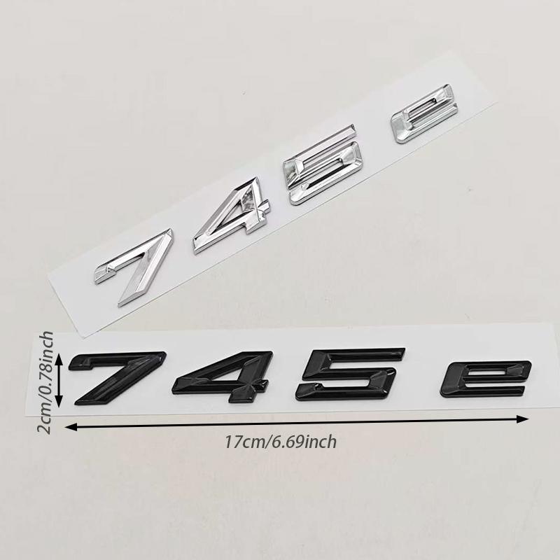 3D ABS Chrom Schwarz Auto Buchstaben Logo 745e Heckklappen Emblem Aufkleber Abziehbild Für BMW 7er Reihe 745e G12 Auto Heckmarkierung Zubehör