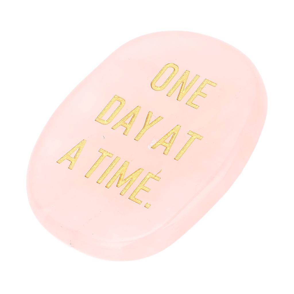 Worry Stone One Day At A Time Inspirational Enhance Confidence Give Power Thumb Stone for Anxiety Rose Quartz