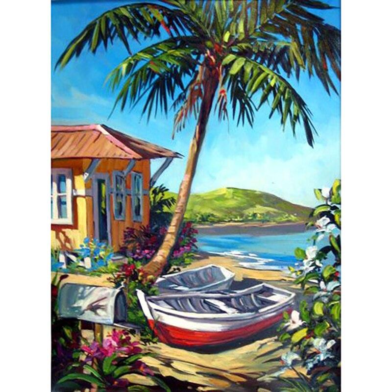 5D DIY Diamond Painting Scenic Lodge Diamond Embroidery Tree Scenery Cross Stitch Full Round Drill Crafts Home Decor Gift