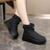 22 new 22 autumn and winter snow boots casual women's velvet medium-top heightening cotton shoes solid color warm