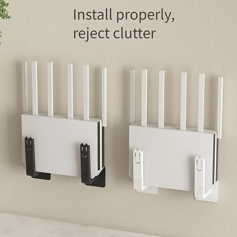 2Pcs Drill-Free Router Mounting Racks Wall Mounted Set Top Box Holder For Living Room Practical Organizer With Auxiliary Hooks