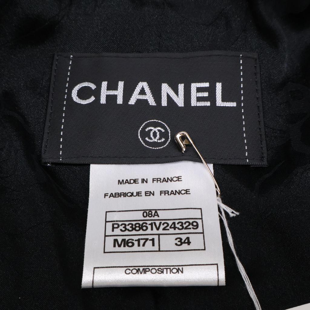 Chanel [/Domestic Regular] 08A P33861V24329 Cashmere/silk Blend Tweed 1B Tailored Jacket Jacket 34 Navy systemUsed