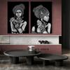 Beauty African Woman with Scarf Bracelet Necklace and Earring Art Poster Canvas Painting Wall Print Picture for Room Home Decor