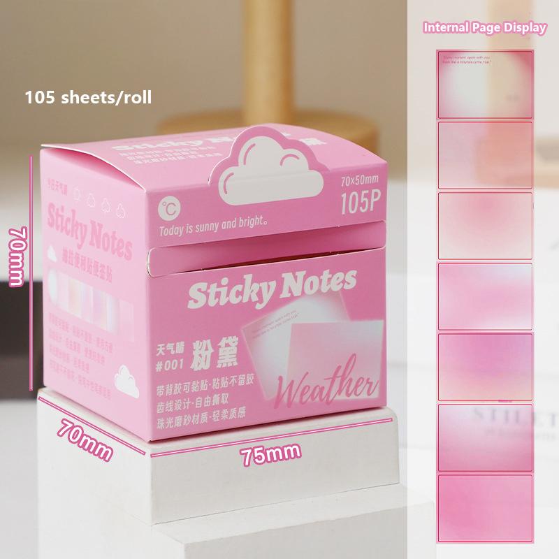 105Sheets Cartoon Transparent Sticky Notes Kawaii Pull-Out Memo Pad Paper Message Paper Cute Handbook Stickers Gifts