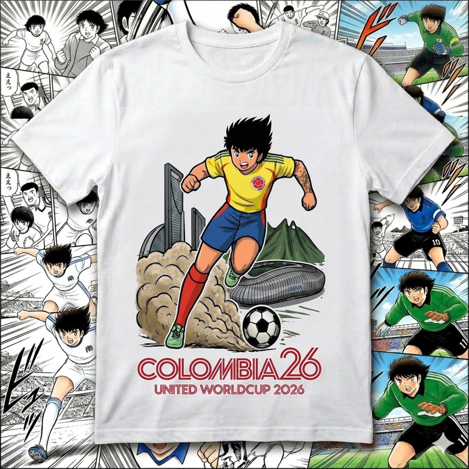 Captain Tsubasa Anime Soccer Shirt, Colombia 2026 World Cup Tee M