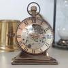 Antique Brass Trophy Desk Clock Mechanical Vintage Table Top Decorative Gift