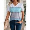 2025 Nuova T-shirt da Donna a Righe a Quadri Stampa 3D T-shirt Moda Donna Casual Scollo a V Manica Corta Top Magliette Abbigliamento Femminile Quotidiano