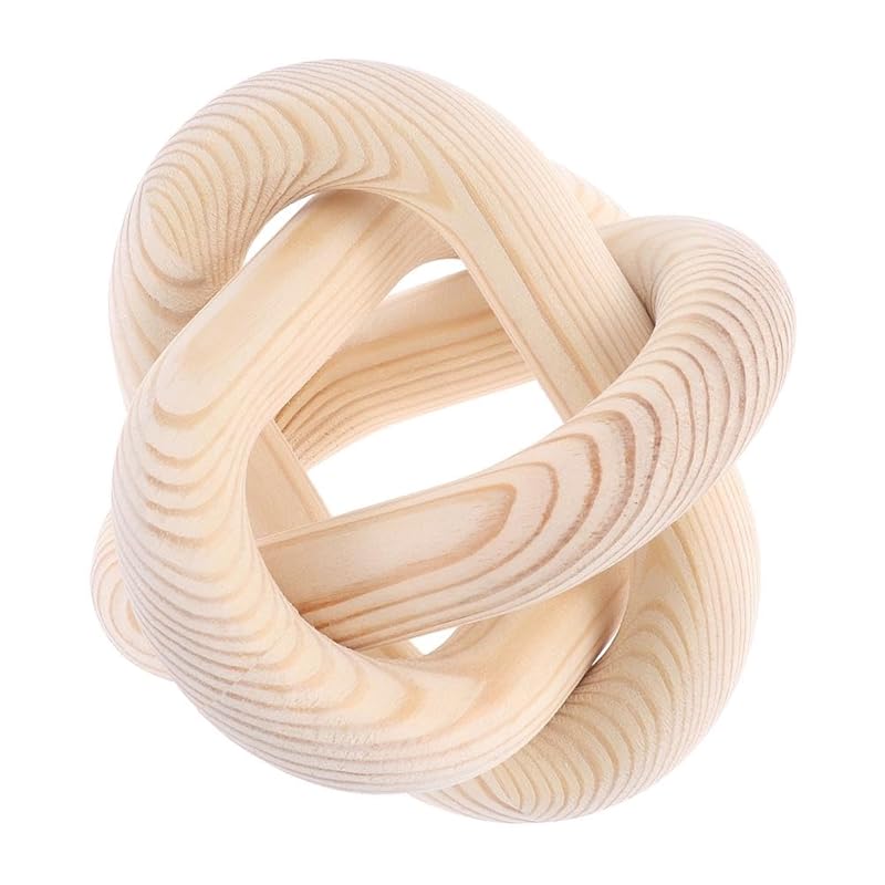 

3-link wooden chain link decoration, hand carved chain knot wooden knot decoration - coffee table modern farm house shelf bohemian rustic decor one s