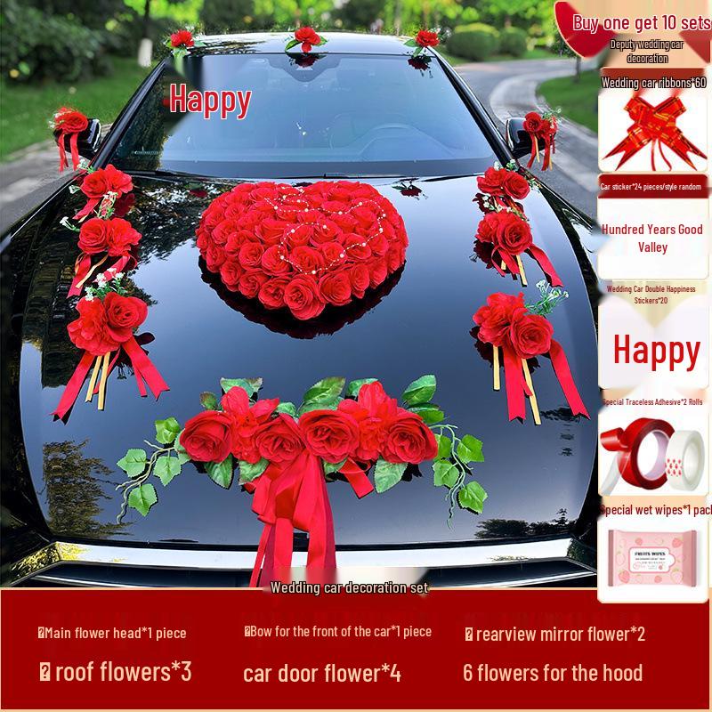 

Набір весільних прикрас для автомобіля 2025: Штучні Квіти для Голови та Повне Розташування для Автомобільного Кортежу