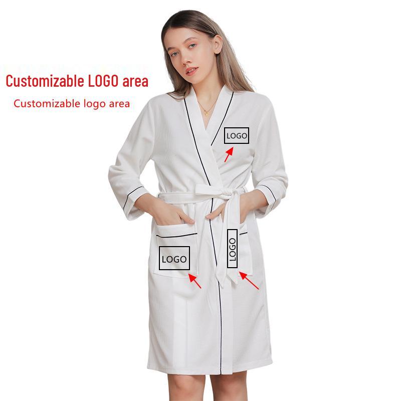 2025 Frühling-Herbst Unisex Waffelbademantel - Anpassbares Logo für Hotels & Salons
