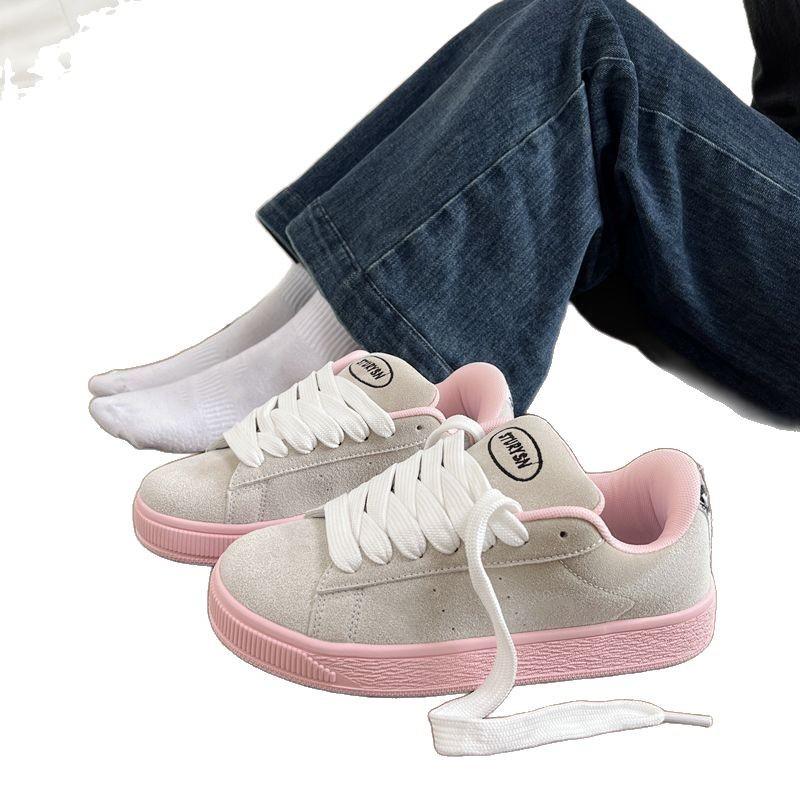Niche original pink creative fur board shoes women's tide spring new versatile casual bread shoes women